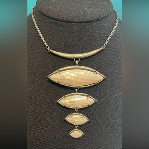 kendra scott morris necklace 26” adjustable slide gunmetal white texture stone